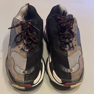 Balenciaga Triple S Men's Multicolor Sneakers with Red Accents Size 40